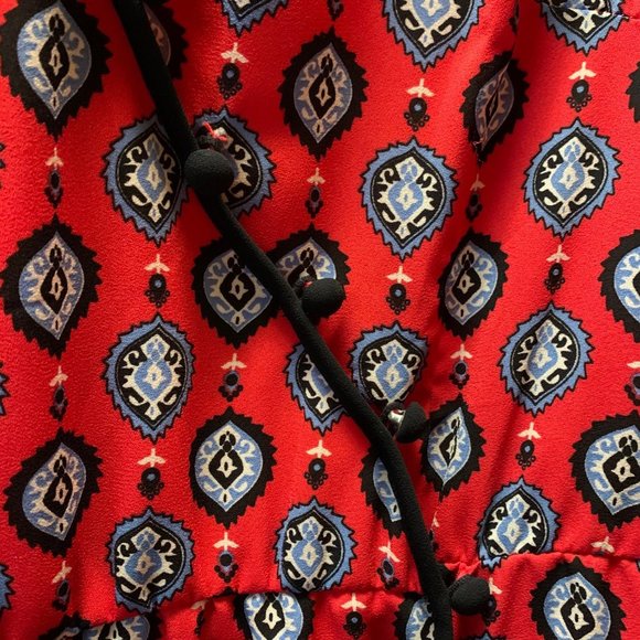 Tristan, dress. Size small, Printed fabric, All red lining, Midi or Maxi. - Picture 2 of 12